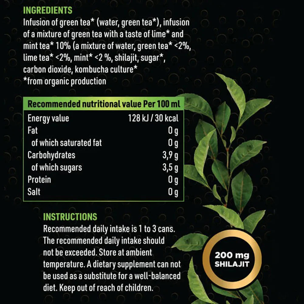 MOUNTAINDROP, KOMBUCHA LIME & MINT BLEND WITH SHILAJIT, 330ml