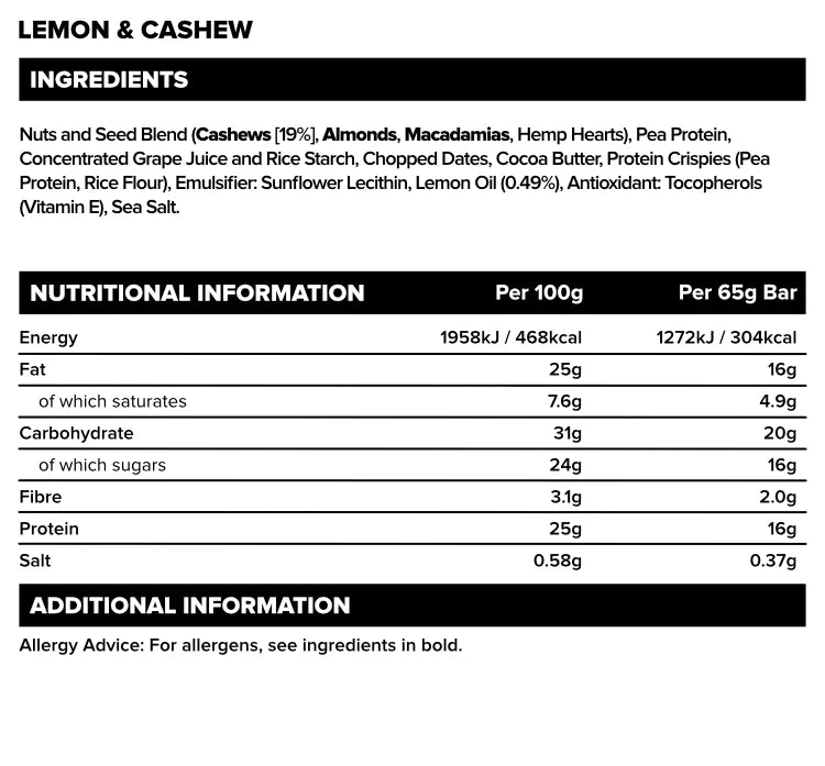 Plant Protein Bars: Lemon and Cashew - Vivo Life