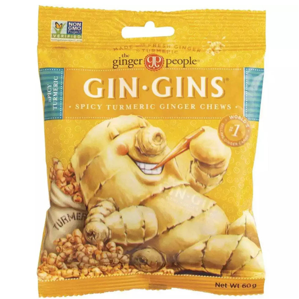 The Ginger People, Gin Gins Spicy Turmeric Ginger Chews, 60g