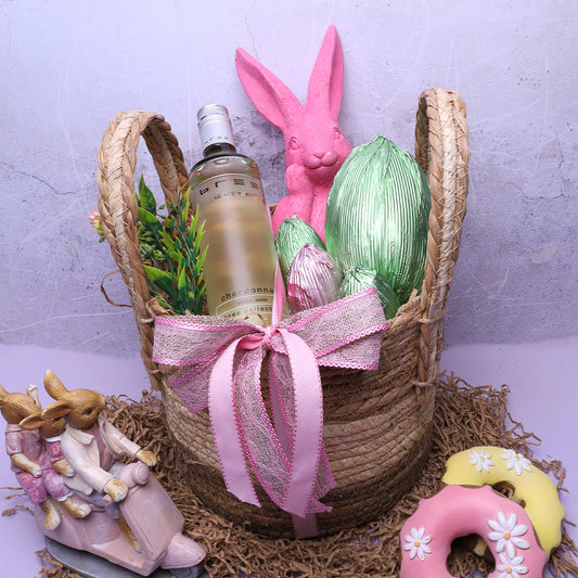 Easter Basket with Wine & Chocolate Eggs
